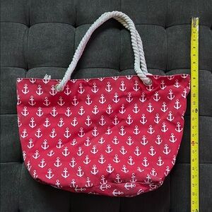 Red Anchor Print Tote Bag